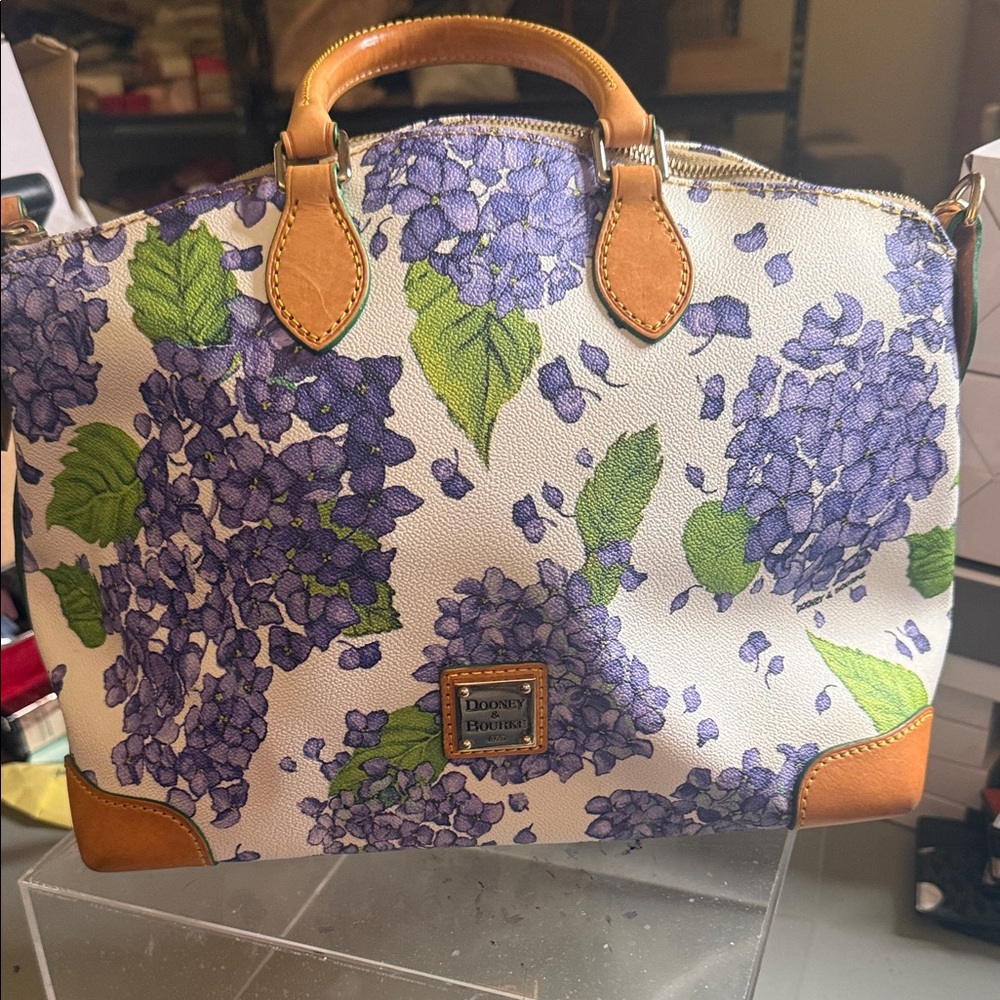 Dooney & Bourke Purple and Green Floral Satchel - Picture 1 of 1